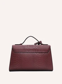 VANESSA MAY 1pc Lightweight Solid Color Snake Skin Texture Handbag/Crossbody Bag, Casual Commute Or Business Use, Accessory, Suitable For Autumn/Winter, Holidays And Gift