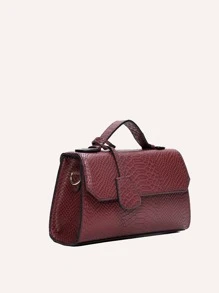 VANESSA MAY 1pc Lightweight Solid Color Snake Skin Texture Handbag/Crossbody Bag, Casual Commute Or Business Use, Accessory, Suitable For Autumn/Winter, Holidays And Gift