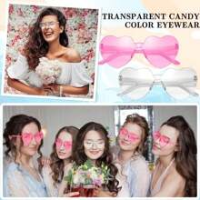 20pcs Fashion Cute Frameless Heart Shaped Glasses, Funny Style Suitable For Party, Beach, Sports, Christmas & New Year Decorations