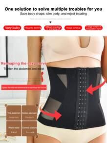 1 chiếc đai nịt bụng bằng chất liệu lụa băng dành cho nữ, giúp định hình và giữ dáng eo, hỗ trợ tập luyện và giảm mỡ bụng, thoáng khí và thon gọn, đai nịt eo, đai định hình cơ thể, đai nịt bụng cho phụ nữ sinh mổ và sinh thường. - màu đen - Xem 1