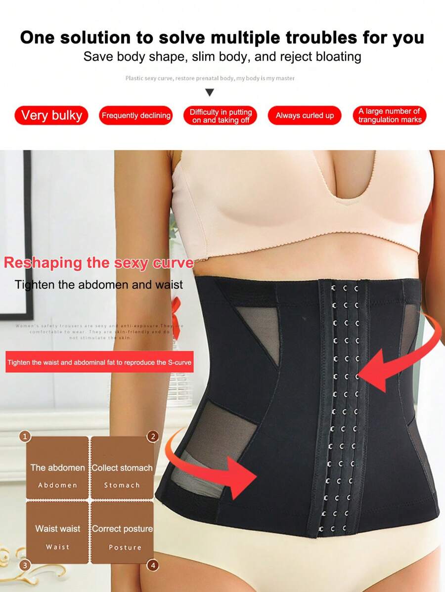 1 chiếc đai nịt bụng bằng chất liệu lụa băng dành cho nữ, giúp định hình và giữ dáng eo, hỗ trợ tập luyện và giảm mỡ bụng, thoáng khí và thon gọn, đai nịt eo, đai định hình cơ thể, đai nịt bụng cho phụ nữ sinh mổ và sinh thường. - màu đen - Xem 1