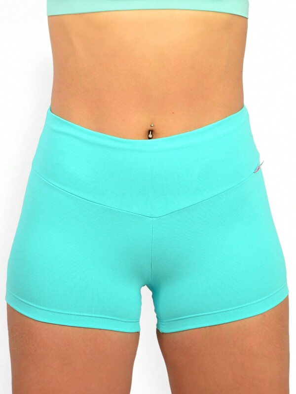 Shorts Curto Fitness De Poliamida Suplex Feminino Academia Cintura Alta - 1167