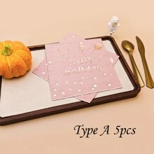 5/20/50pcs Rose Gold Balloon Happy Birthday Disposable Napkins, Party Napkins Elegant Metallic Rose Gold Foil Dessert Napkins For Ladies Dinner Celebration Party Supplies Decoration. - Baby Pink - View 13