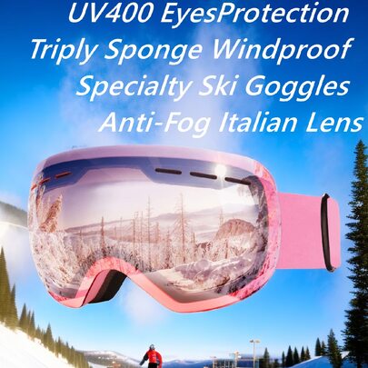 POLASUP 1pc Professional Winter Ski Goggles With Anti-Fog & Reflective Coating, Polycarbonate Anti-Shatter Lens, Adjustable TPU Non-Slip Strap, Thick Foam Padding, Suitable For Skiing, Snowboarding, Christmas Gift, Siberia Winter