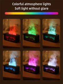 Humidificateur d'air avec flamme simulée, diffuseur d'huiles essentielles, cadeau d'anniversaire, cadeau de la Saint-Valentin, sept couleurs interchangeables, avec télécommande, fonctionnement silencieux, arrêt automatique en cas de manque d'eau, convient pour la maison, le bureau, la chambre.