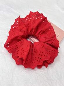 1pc Oversize 18cm Lace Scrunchie, Double Layer Floral Lace Bohemian Polyester Hair Accessory, Suitable For Spring, Summer, Beach, Wedding Scrunchies Hair Ties Scrunchy Hair Ties