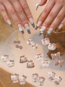 10 cái/gói dễ thương hoạt hình mèo báo áo len phụ kiện làm móng 3d mùa thu và mùa đông vật dụng làm móng phụ kiện mini tự làm thích hợp cho đồ trang sức tay ngày lễ của phụ nữ - Nhiều màu - Xem 2