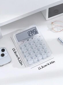 1pc Transparent Dopamine Molecule Calculator, High-End Fashion, Mechanical Keyboard Circular Buttons, 12-Digit Desktop Calculator, Suitable For Students And Office Use,School Supplies,Back To School