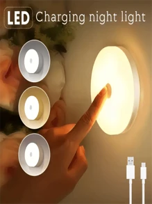 1 个 USB 充电 LED 夜灯，LED 橱柜灯，具有 3 种颜色模式，可调节亮度和按钮控制，适用于卧室、衣柜和走廊 - 白色 - 查看 1