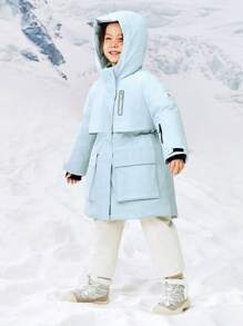 mini bala Girls' Heat-Retaining Thick Down Jacket Warm Winter New Collection - Blue - View 2