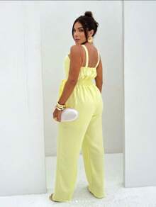 Strappy Jumpsuit With Belt - Màu vàng - Xem 3
