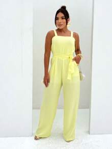 Strappy Jumpsuit With Belt - Màu vàng - Xem 2