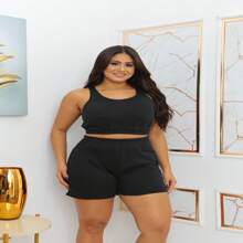Fernandes Shorts/Bermuda Set, High-Waisted, Plus Cropped Blouse, Modern, Comfortable And Stylish, Sizes P/M/G/GG/G1 - màu đen - Xem 3