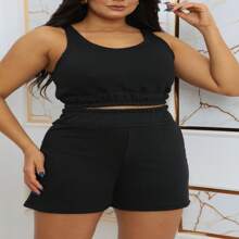 Fernandes Shorts/Bermuda Set, High-Waisted, Plus Cropped Blouse, Modern, Comfortable And Stylish, Sizes P/M/G/GG/G1 - màu đen - Xem 4