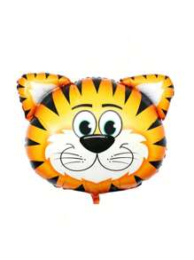 1 pieza Globos con diseño de cabeza de animal de dibujos animados - León, Buey, Mono, Tigre, Cebra, Jirafa, Globos decorativos temáticos de animales de la selva para fiestas, cumpleaños y celebraciones - Multicolor - Ver 12