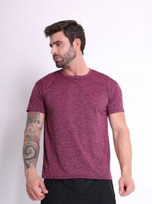 Men's Dry Fit Shirt Slim Fit Gym Fabric Cold Mesh Comfortable - 紫色 - View 1