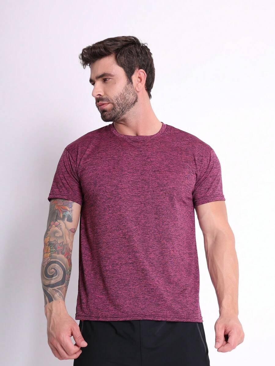 Men's Dry Fit Shirt Slim Fit Gym Fabric Cold Mesh Comfortable - 紫色 - View 1