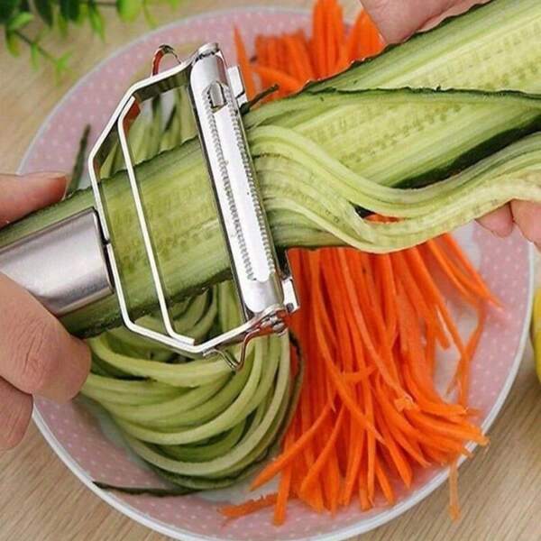 1pc Upgrade Your Kitchen With This 2-In-1 Stainless Steel Fruit Parer And Grater!