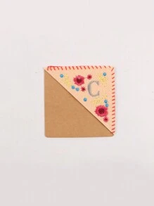 1 pieza, Punto de libro de esquina personalizado bordado a mano, 26 letras bordadas a mano en fieltro, punto de libro de bordado de flor linda para amantes de la lectura, regalo significativo, vuelta al colegio