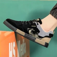 New Men Lightweight Soft Bottom Leather Lace-Up Casual Sneakers, Fashionable Low-Top Breathable Flat Bottom Sporty Shoes, All-Season