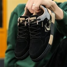 New Men Lightweight Soft Bottom Leather Lace-Up Casual Sneakers, Fashionable Low-Top Breathable Flat Bottom Sporty Shoes, All-Season