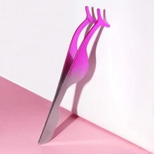 1 件便携式不锈钢渐变色超长睫毛延长镊子，轻巧精密镊子，适用于女性睫毛延长 - 彩色 - 查看 5