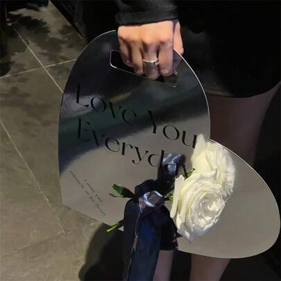 5pcs Heart-Shaped Flower Carrying Box, Single Rose Bouquet Packaging, Floral Gift Box, Wedding Favor, Mother's Day, Teacher's Day, Valentine's Day, Wedding Season, Gift For Girlfriend