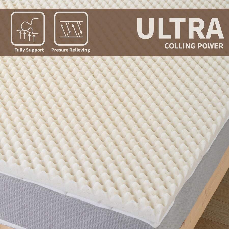 3Inch Convoluted CopperInfused Memory Foam Mattress Toppers, Cooling