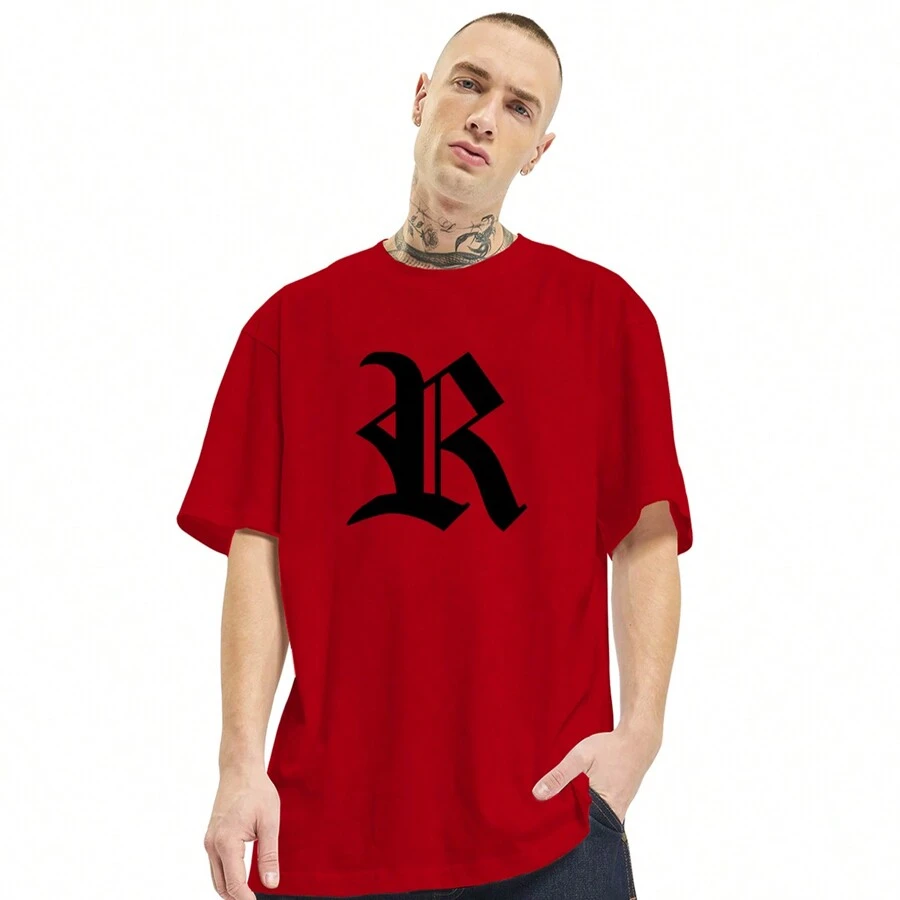 Racionais Mc's Rap Mano Brown Music Print Oversized T-Shirt - 紅色 - 查看 1