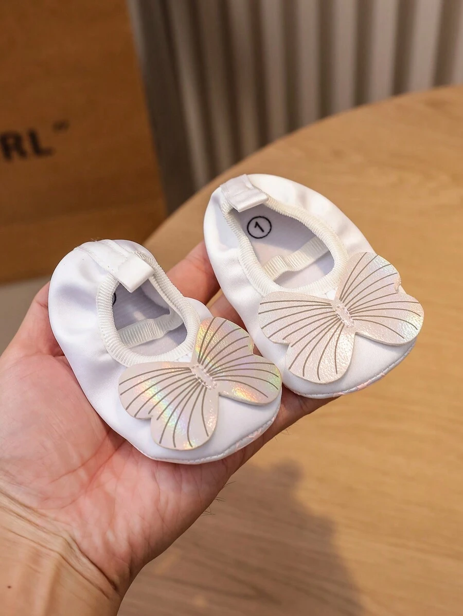 1 đôi giày tập đi đế mềm có dây thun co giãn cho bé gái sơ sinh, phù hợp cho mùa xuân và mùa thu - trắng - Xem 1