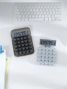 1pc Transparent Dopamine Molecule Calculator, High-End Fashion, Mechanical Keyboard Circular Buttons, 12-Digit Desktop Calculator, Suitable For Students And Office Use,School Supplies,Back To School