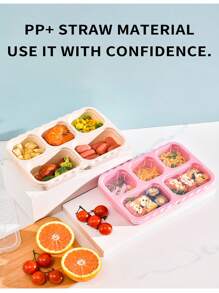 Hộp đựng cơm trưa cho người lớn, Hộp đựng đồ ăn nhẹ, 4 màu, Hộp đựng đồ ăn chuẩn bị bữa ăn 5 ngăn, Hộp đựng Bento bằng rơm lúa mì tái sử dụng, Hộp đựng cơm trưa, Hộp đựng đồ ăn chuẩn bị, Thích hợp cho trường học, công việc và du lịch - nhiều màu - Xem 6