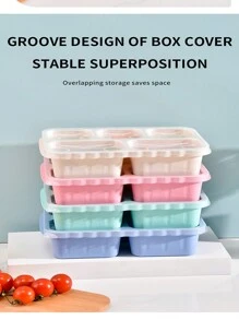 Hộp đựng cơm trưa cho người lớn, Hộp đựng đồ ăn nhẹ, 4 màu, Hộp đựng đồ ăn chuẩn bị bữa ăn 5 ngăn, Hộp đựng Bento bằng rơm lúa mì tái sử dụng, Hộp đựng cơm trưa, Hộp đựng đồ ăn chuẩn bị, Thích hợp cho trường học, công việc và du lịch - nhiều màu - Xem 4