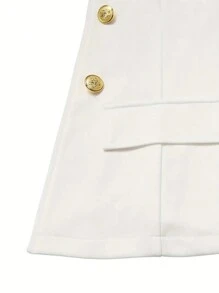 Business And Leisure Two-Piece Set, Double Breasted Lapel Suit Jacket And Slim Fit Pants, Women's Clothing - 白色 - 查看 3