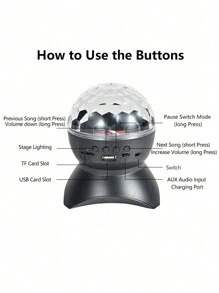 1 件 LED 无线 7 色灯、KTV 彩色旋转投影灯、可充电水晶球灯、户外扬声器圣诞舞台灯、迪斯科球家庭派对灯 - 彩色 - 查看 11