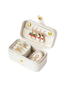 1PC/2pcs Mini Jewelry Organiser, PU Jewelry Box, Travel Portable Jewelry Holder, Ring Box Earring Organizer To Gifts For Women