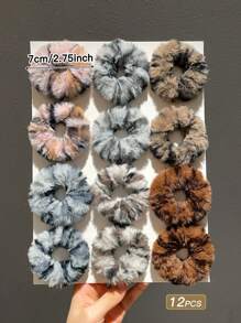 12 dây buộc tóc nhung họa tiết da báo thời trang dành cho nữ, thích hợp sử dụng hàng ngày - Nhiều màu - Xem 5