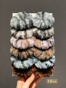 12 dây buộc tóc nhung họa tiết da báo thời trang dành cho nữ, thích hợp sử dụng hàng ngày - Nhiều màu - Xem 4