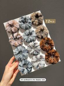 12 dây buộc tóc nhung họa tiết da báo thời trang dành cho nữ, thích hợp sử dụng hàng ngày - Nhiều màu - Xem 2