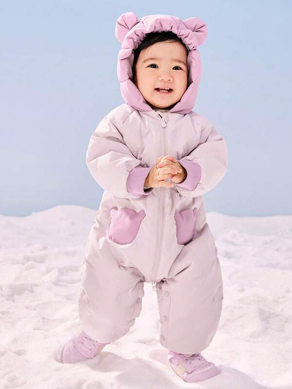 mini bala Boys' & Girls' Cute Hooded Down Jumpsuit 2024 Winter Collection