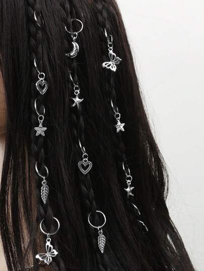 22件套复古波西米亚风合金发圈套装 - 镂空圆形发饰，适合女性和女孩，优雅纯色发圈，可用于编发和DIY发型