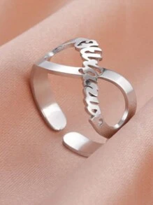 1 pieza Anillo personalizado con nombre Anillo personalizado con patrón de infinito Anillo de acero inoxidable Unisex Regalo perfecto para nueva mamá, Día del Padre/Día de la Madre/San Valentín/Navidad/Cumpleaños/Mejor regalo