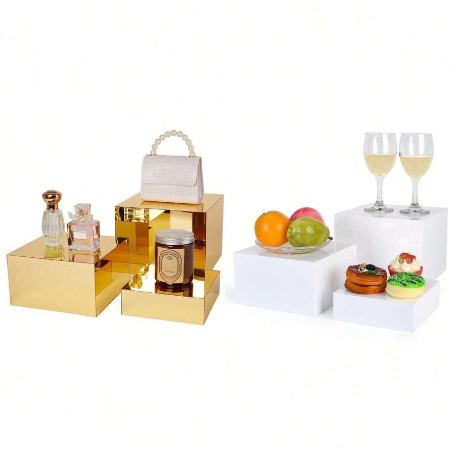 3 Pcs Acrylic Risers For Display, Acrylic Cube Box Nesting Display Risers, Acrylic Food Display Risers Acrylic Boxes Stand Shelf For Catering Dessert Collectibles Jewelry Figures Party - Multicolor - View 1