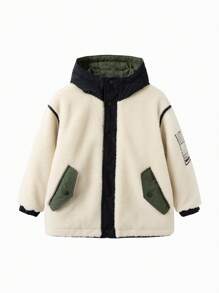 Balabala Chaqueta acolchada con bloques de color para niños, abrigo acolchado con estilo y cálido para otoño/invierno 2024