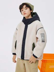 Balabala Chaqueta acolchada con bloques de color para niños, abrigo acolchado con estilo y cálido para otoño/invierno 2024