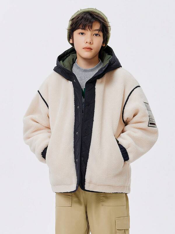Balabala Chaqueta acolchada con bloques de color para niños, abrigo acolchado con estilo y cálido para otoño/invierno 2024
