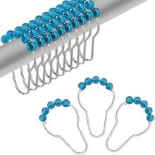 12pcs/24pcs Red Bathroom Hook Ball Rolling Decorative Rust Proof Stainless Steel Shower Curtain Hooks For Bathroom Shower Rods Home Bathroom Decor Fall Decor Bathroom Accessories Back To School - Red - View 27