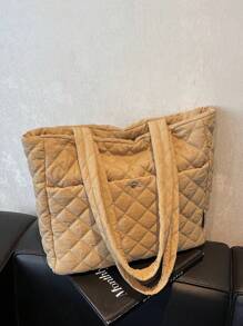 1 pièce Sac fourre-tout matelassé grande capacité mode automne et hiver pour femmes. Sac à bandoulière décontracté idéal pour le travail