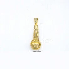 1 pieza Conjunto creativo de Hip Hop con colgante de micrófono con rhinestones brillantes, accesorio de moda neutral de Hip Hop para raperos callejeros - Collar con colgante de micrófono de hip hop - Ver 16
