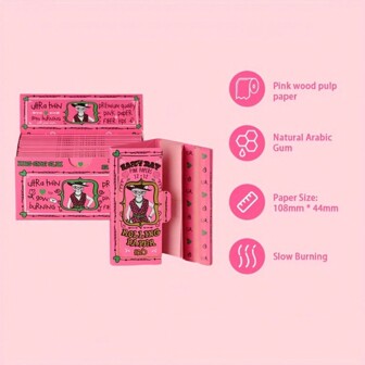 3/6/12 Booklets, 32 Rolling Papers + 32 Tips Per Booklet, Valentine's Day Themed Pink Wood Pulp Rolling Paper, Smooth Burning, Easy To Carry Boy Valentine Heart Women's Valentine